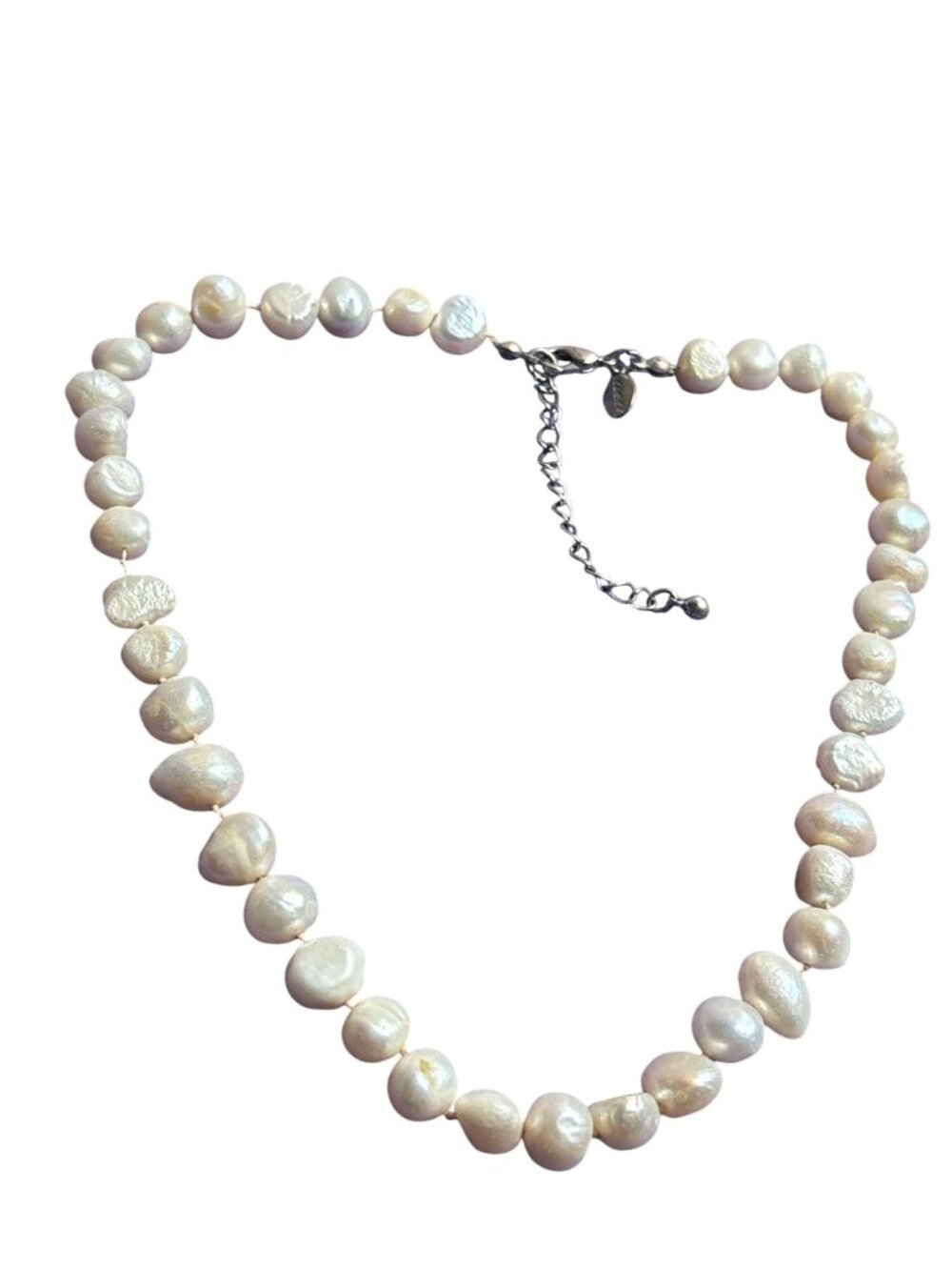 AEO American Eagle Knotted Freshwater Pearl Necklace Lobster Clasp Need Cleaned